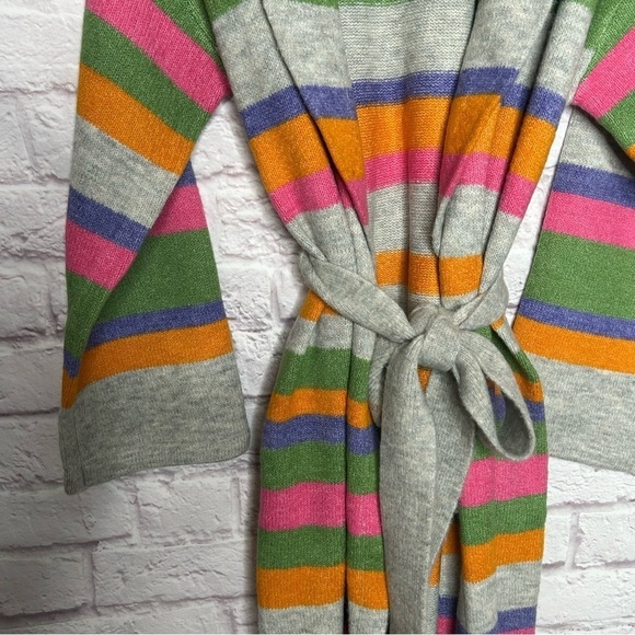 Stitches & Stripes Ultra Soft Multi Colored Striped Duster Cardigan Waist tie - Picture 9 of 16